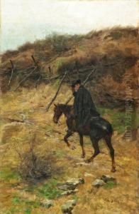 Einsamer Reiter Mit Schwarzem Umhang Einsamer Reiter Mit Schwarzem Umhang