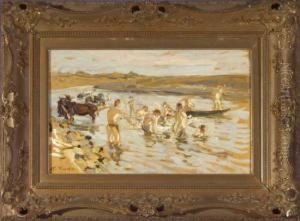 Badende Soldaten by Hans von Hayek