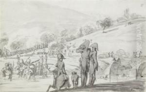 Napoleonic Army Wading Across A River by Karl Wilhelm Von Heideck