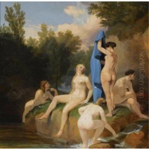 Nymphs Bathing by Karl Wilhelm Von Heideck