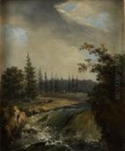 Sommarlandskap Med Fors by Pehr Gustaf Von Heideken