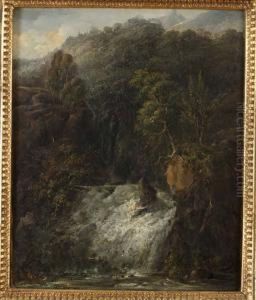 Landskap Med Vattenfall by Pehr Gustaf Von Heideken