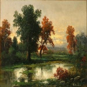 Summer Evening In An Open Forest by Fritz Von Heider