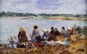 Laundresses on the Banks of the Touques IX by Eugene Boudin