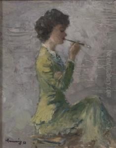 Rauchende Lady by Gosta Von Hennigs