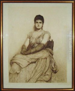 Portrait De Jeune Dame Assise. by Sir Hubert von Herkomer