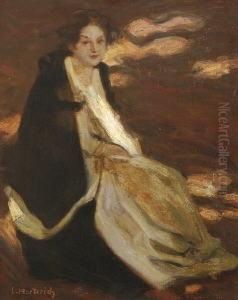 Bildnis Einer Sitzenden Jungen Frau. by Ludwig Von Herterich