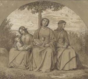 Allegories Of Faith, Hope And Charity by Heinrich Maria von Hess