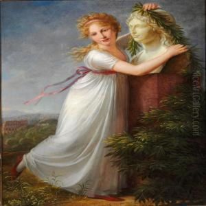 Ida Garlanding Her Mother's Bust by Philipp Friedrich Von Hetsch