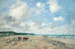 The Beach at Tourgeville 1893 by Eugene Boudin