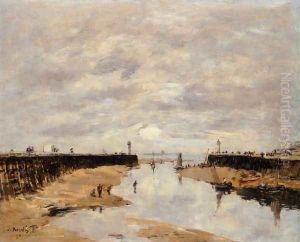 The Jetties, Low Tide, Trouville by Eugene Boudin