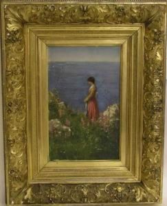 Junge Frau In Betrachtung Des Meeres Versunken by George Von Hoesslin