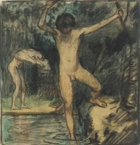 Les Baigneurs by Ludwig Von Hofmann