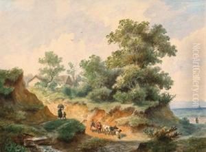 Landschaft Mit Gehoft Und Hirtin by Franz Xaver Von Hofstetten