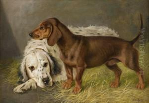 Engelsk Setter Och Tax by Johan Gustav Von Holst