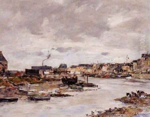 The Inner Port of Trouville at Low Tide by Eugene Boudin