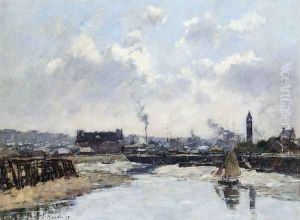 Trouville, the Port, Low Tide, Morning by Eugene Boudin