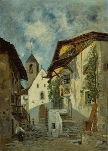 A Village Scene by Theodor von Hormann