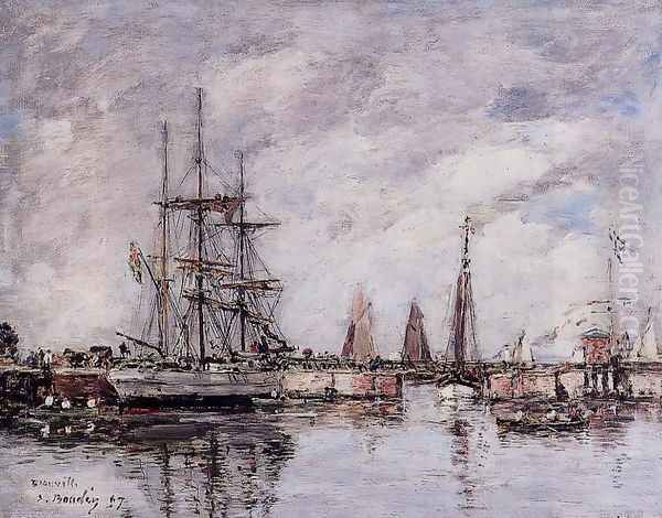 Deauville, Norwegian Three-Master Leaving Port - view 1