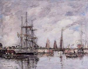 Deauville, Norwegian Three-Master Leaving Port by Eugene Boudin
