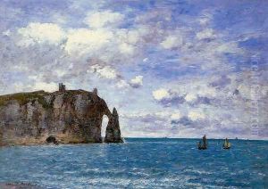 Etretat: La Falaise d'Aval by Eugene Boudin