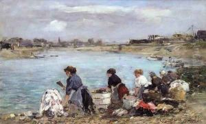 Laundresses on the Banks of the Touques 2 by Eugene Boudin