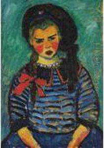 Madchen Mit Roter Schleife by Alexei Jawlensky