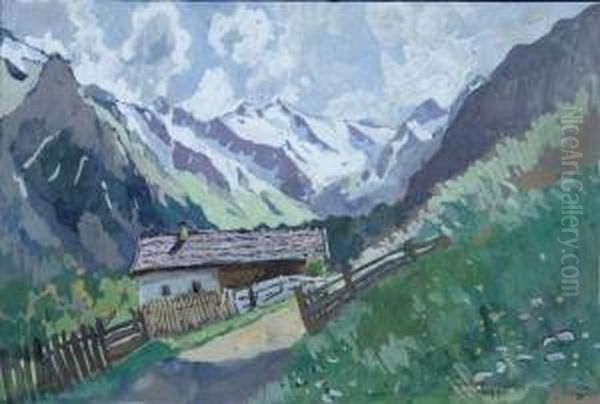 A Snow Capped Mountainous Landscape With Dwelling - view 1