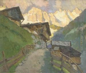 Grodner-tal, With The Alps Beyond by Julius Von Kaan-Albest