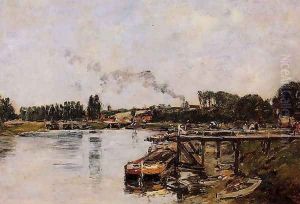 Saint Valery sur Somme, the Abbeville Canal by Eugene Boudin