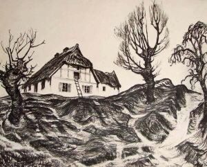 Haus Auf Der Dune Mit Leiter Am Giebel Haus Auf Der Dune Mit Leiter Am Giebel