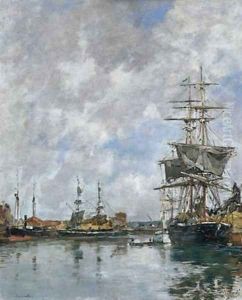 The Dock at Deauville by Eugene Boudin