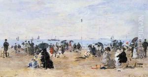 Trouville, Beach Scene 2 by Eugene Boudin