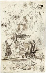 Reineke Fuchs: Skizzenblatt by Wilhelm von Kaulbach