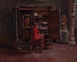 Dame Vor Dembarockschrank by Albert von Keller