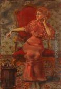 Sitzende Dame In Einem Interieur Sitzende Dame In Einem Interieur