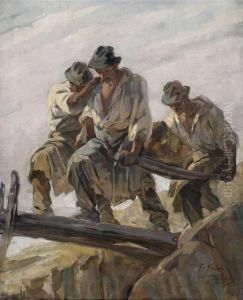 Stone Breakers At Work by Friedrich von Keller