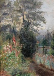Stockrosen Am Wegrand by Ernestine Von Kirchsberg