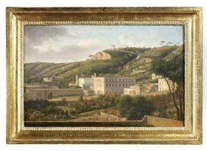 A Picturesque Landscape With Architecture In Italy. Oil/canvas/canvas, Verso On The Stretcher Inscribed, On The Frame Old Label With Inscription And Numbering "4 Klenze". Probably A Landscape Around Palestrina Near Rome by Leo Von Klenze