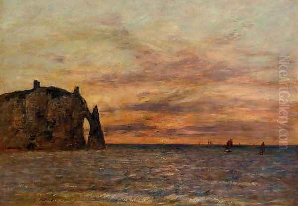 Etretat: the Falaise d'Aval at Sunset - view 1