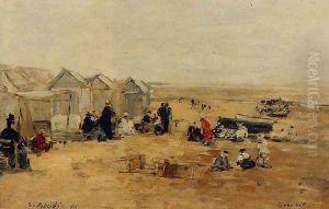 Deauville, Beach Scene by Eugene Boudin