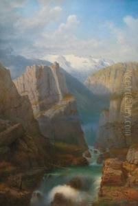 Blick Auf Den Dachstein by Carl Von Kratzer