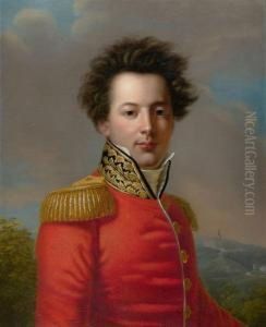 Portrait Of A Young Noble Man In Red Uniform. Circa 1810.