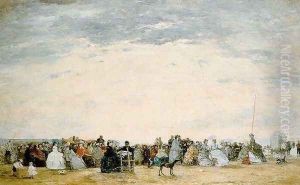 The Beach at Trouville 10 by Eugene Boudin