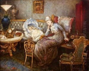 Femme Veillant Un Bebe Dans Un Interieur