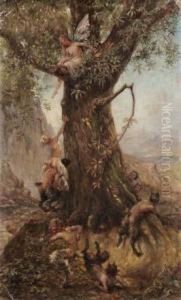 Scena Mitologica Con Fauni E Fata by Sally Von Kugelgen