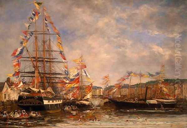 Festival in the Harbor of Honfleur - view 1