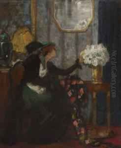 Dame Im Salon by Ludwig Von Langenmantel