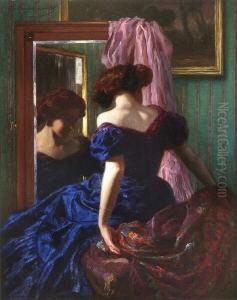Dame In Blauem Kleid by Ludwig Von Langenmantel