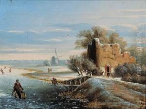 Untitled - Dutch Winter Scene by Johann Peter Von Langer